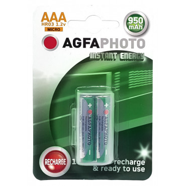AgfaPhoto AAA 950 mAh esiladattu akku x 2 -pakkaus | Euro Toimistotukut Oy