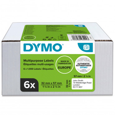 Dymo LabelWriter irrotettavat yleistarrat 57 x 32 mm multipack (6) |  Euro Toimistotukut Oy