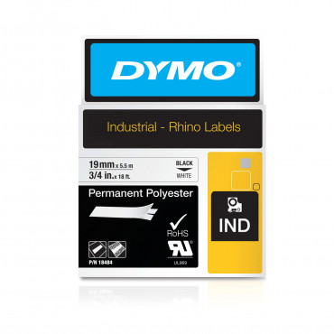 Dymo RP pysyvä polyesteriteippi 19mm valkoinen | Euro Toimistotukut Oy