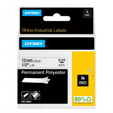 Dymo RP pysyvä polyesteriteippi 12mm valkoinen | Euro Toimistotukut Oy