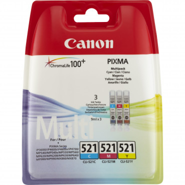 Canon CLI-521 Multipakkaus 3 x 9 ml patruunaa | Euro Toimistotukut Oy