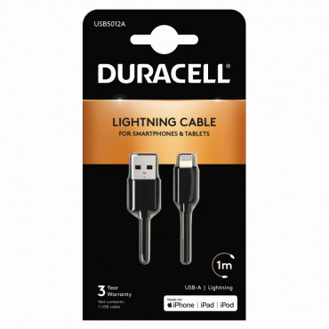 Duracell Apple Lightning lataus- ja datakaapeli 1m | Euro Toimistotukut Oy