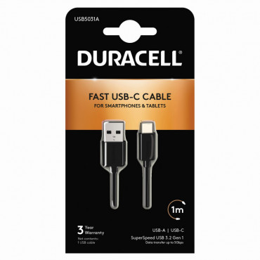 Duracell USB-C lataus- ja datakaapeli 1m | Euro Toimistotukut Oy