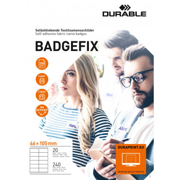 Durable Badgefix itsekiinnittvä nimikyltti 46x105mm (240) | Euro Toimistotukut Oy