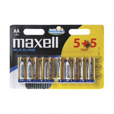 Maxell paristo LR6 (AA) 5+5, 10-pack | Euro Toimistotukut Oy