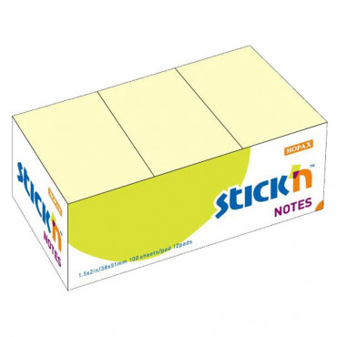 Stick′n viestilappu 38 x 50 mm keltainen (12) | Euro Toimistotukut Oy