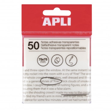 Apli läpinäkyvä viestilappu 75 x 75 mm valkoinen | Euro Toimistotukut Oy