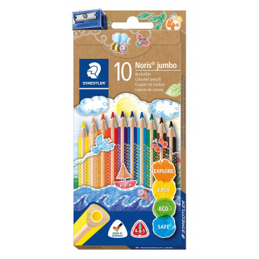 Staedtler Noris Jumbo puuvärikynä 10 väriä Triplus | Euro Toimistotukut Oy