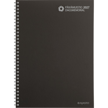 Päivämuistio/Dagsmemorial, parikierresidottu, musta | Euro Toimistotukut Oy